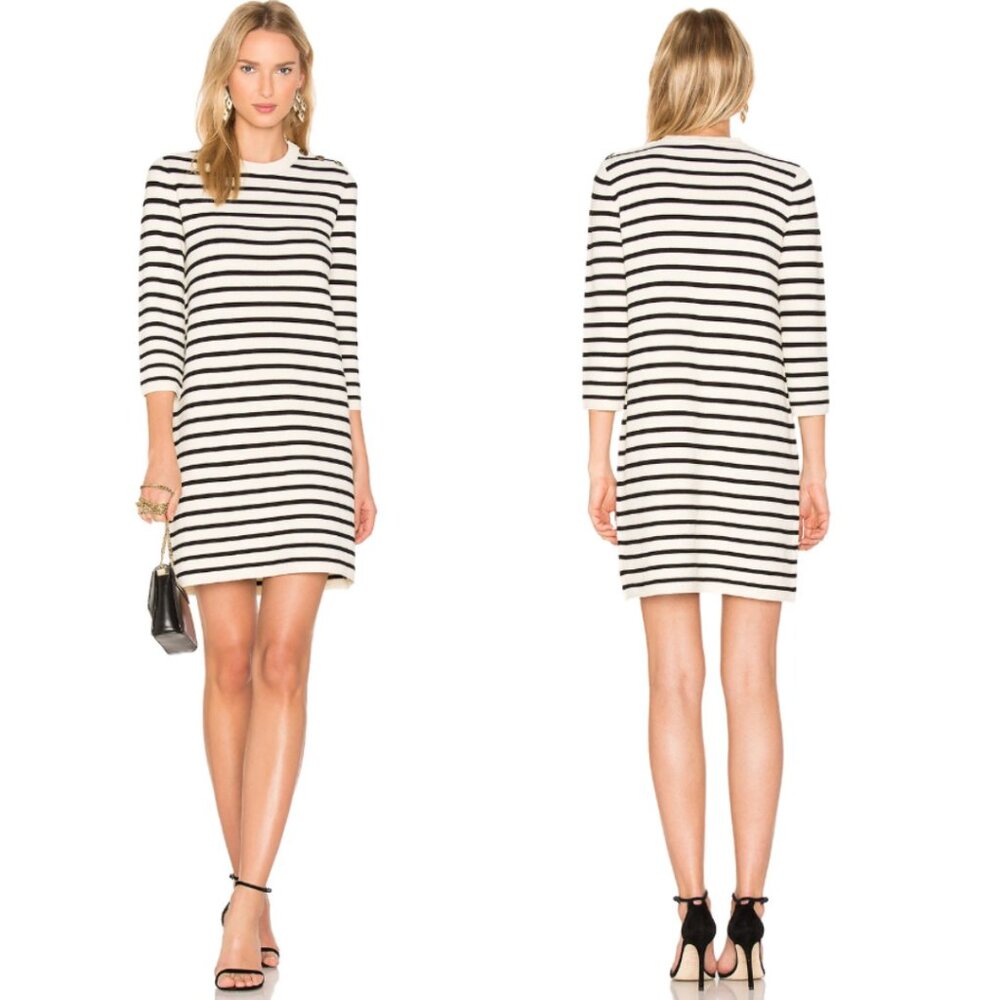 THEORY Lemdrella Striped Sweater Dress Womens L Office Old Money Classic Soft